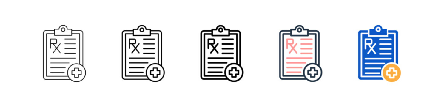 Pharmacy Report different style icons set vector illustration. 