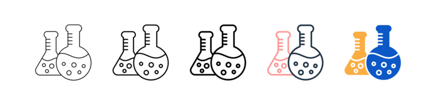Flask different style icons set vector illustration. 