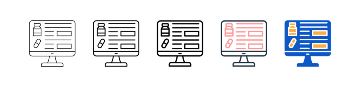 Online Pharmacy different style icons set vector illustration. 