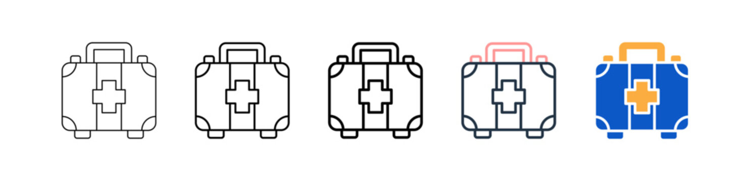 First Aid Kit different style icons set vector illustration. 
