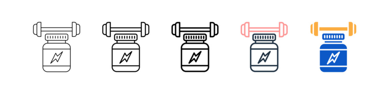 Protein Supplement different style icons set vector illustration. 