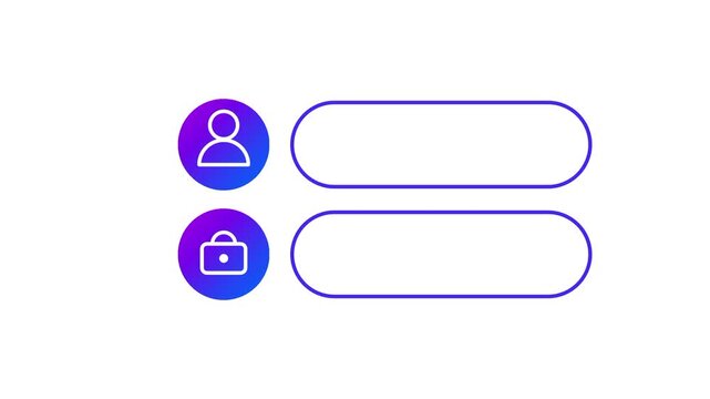 Two rounded input fields shown with purple person and briefcase icons beside them representing username and occupation or job title form field entries