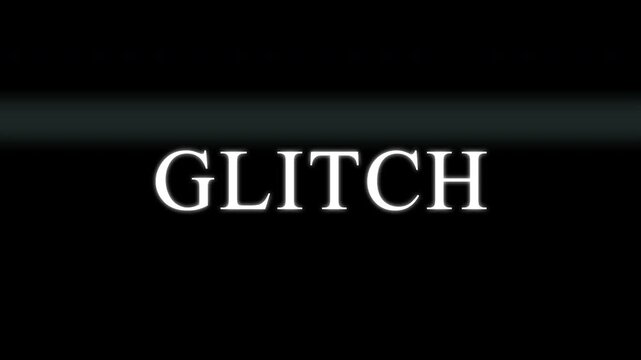 Digital glitch effect animation with text glitch on black background, distortion, error, data corruption