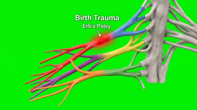 Anatomical model of brachial plexus showing Erb's palsy birth trauma injury