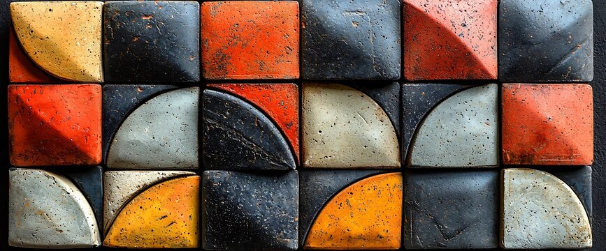 Colorful Geometric Tile Wall Art