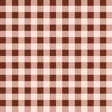 Brown and beige gingham seamless pattern background, classic checkered grid illustration for picnic tablecloth, fabric design, and print.