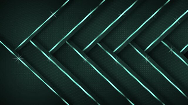 Black metallic diagonal ribbon background animation, Abstract black geometric background with overlapping diagonal ribbons and metallic silver edges