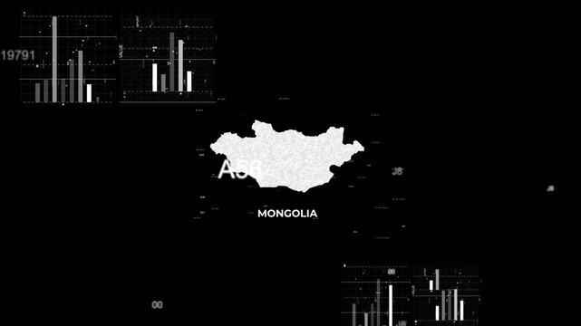 Mangolia map animation showcasing economy, infrastructure, technology, population, energy, trade, and national development data for presentations, films, documentaries, and motion graphics.