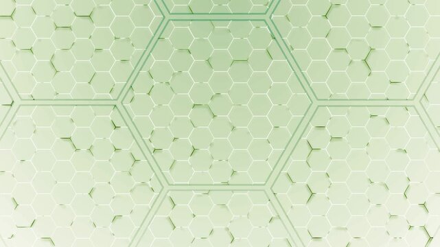 Turquoise hexagonal tiled surface with recessed smaller hexagons and subtle cracks background animation