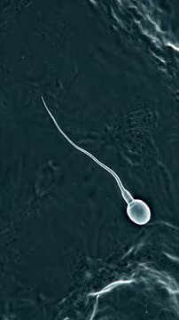 Microscopic genesis journey: sperm navigate, human reproduce, fertilize process, early embryo, female pathway, internal view, cell divide, zygote form, life begin.
