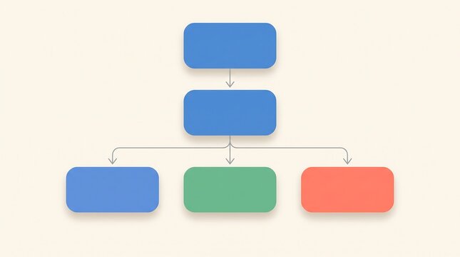 Blue and green organization chart flow diagram on a clean light background with organization flowchart business management structure planning strategy workflow corporate hierarchy template
