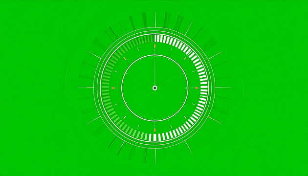 Green circular timer graphic with clock hands and progress bar on a vibrant green background, digital design