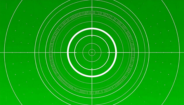 Green target reticle with concentric circles and crosshairs for aiming and precision, a digital design