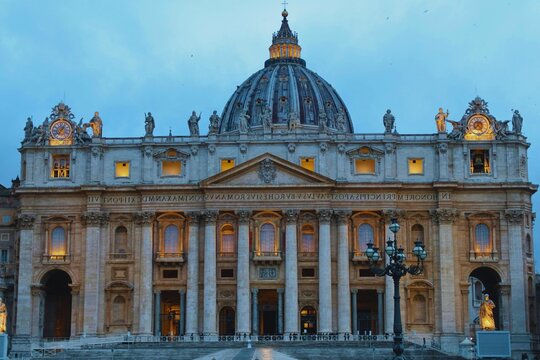 St Peter's Basilica at Dusk Vatican City Rome Italy