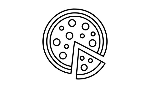 pizza, slice, food, icon, vector, outline, contour, detached, separated, stroke, editable, thin, crust, cheese, topping, restaurant, Italian, cuisine, meal, menu, cooking, takeaway, snack, dinner, lun