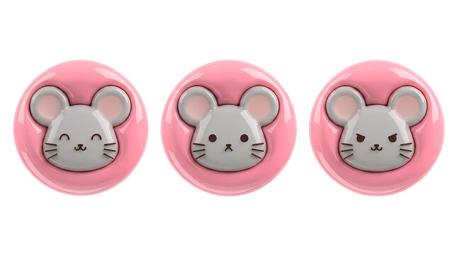 3D Puffy Mouse Icon Set