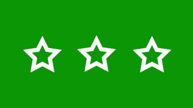 Four star ratings with green background in video during animation representing customer feedback and satisfaction