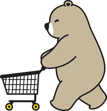 bear polar icon shopping cart cartoon character teddy illustration design