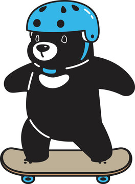 bear polar icon skateboard cartoon character teddy illustration black design