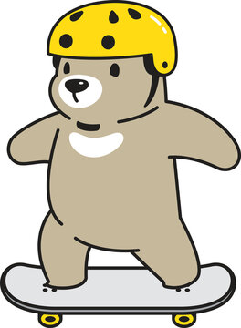 bear polar icon skateboard cartoon character teddy illustration brown design