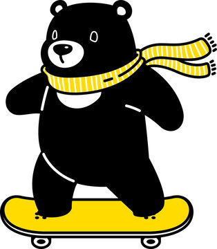 bear polar icon skateboard teddy cartoon character illustration symbol black design