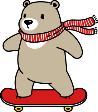 bear polar icon skateboard teddy cartoon character illustration symbol brown design