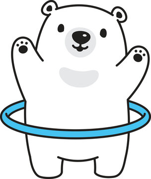 bear polar icon swing hula hoop cartoon character illustration doodle design