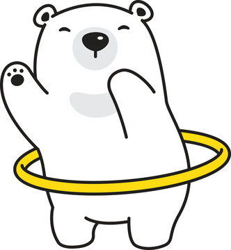 bear polar icon swing hula hoop cartoon character doodle illustration design