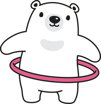 bear polar icon swing hula hoop cartoon character teddy doodle illustration design