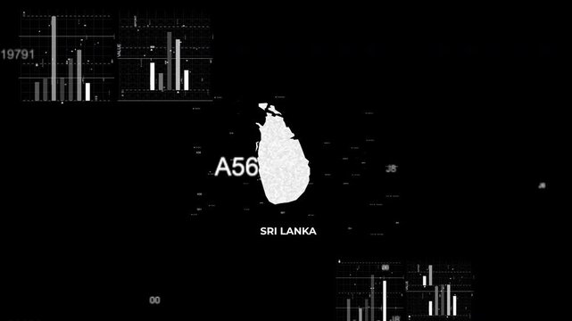 Sri lanka map animation showcasing economy, infrastructure, technology, population, energy, trade, and national development data for presentations, films, documentaries, and motion graphics.