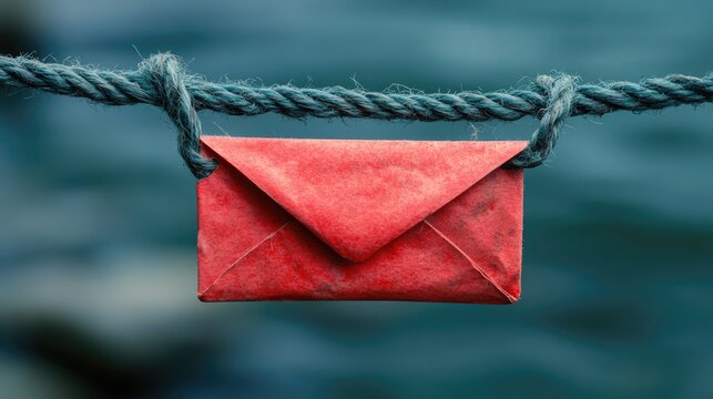 Red Paper Envelope Hanging Over Dark Water