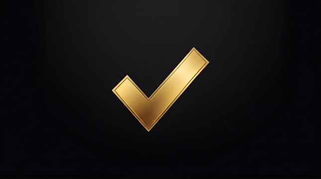 A gleaming golden checkmark set against a dark backdrop symbolizes success achievement completion and positive affirmation for professional or individual applications