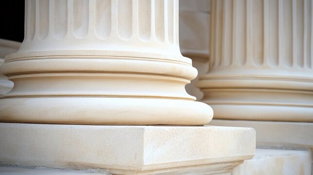classical. Elegant stone pillars and stairs showcase classical architecture under soft natural light. real-estate listings.