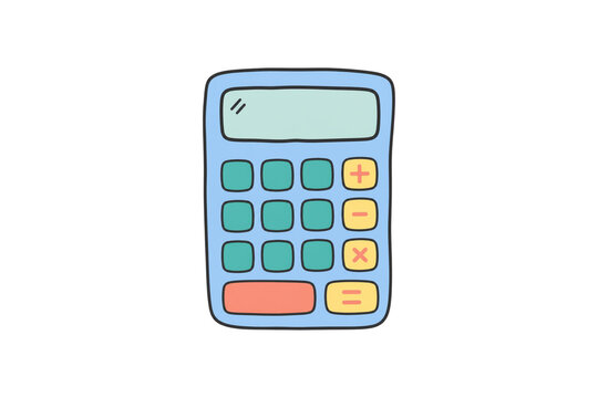 Colorful Hand Drawn Business Calculator Doodle Vector