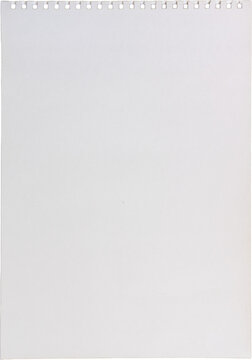 Blank white A3 sketchbook paper page cutout with spiral top holes, realistic perforated drawing pad sheet template, isolated on transparent background, PNG