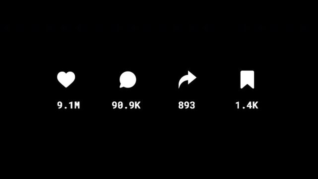 Social Media Engagement Like Comment Share and Subscribe Counters with Numbers 4K Motion Graphics Template