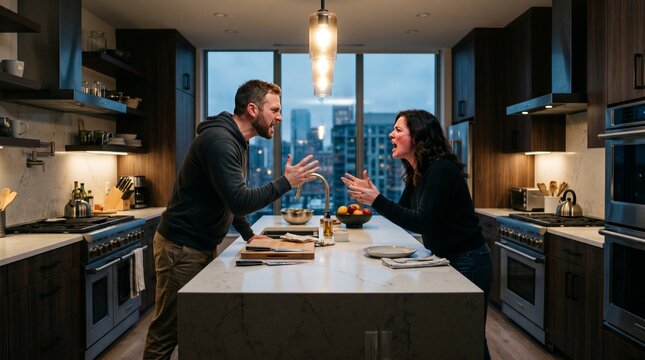 A young couple arguing