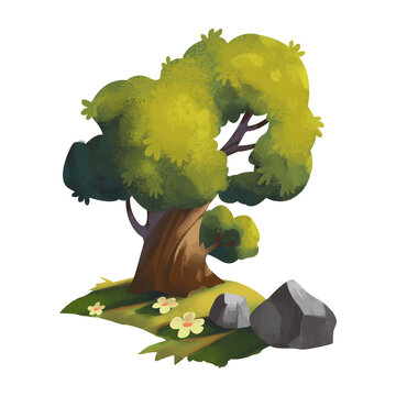Beautiful cartoon tree illustration