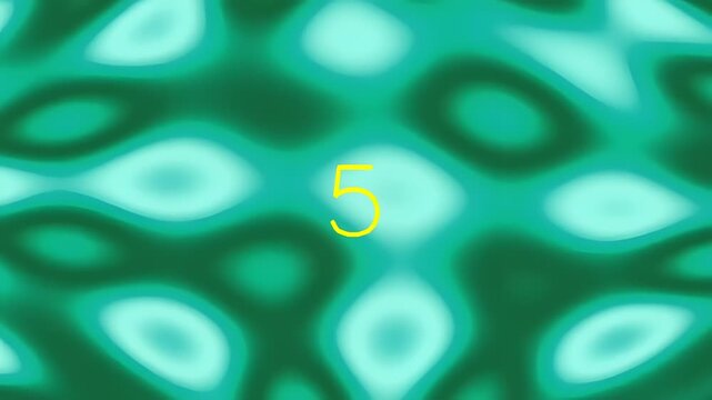 Abstract green and blue wavy pattern with number five
