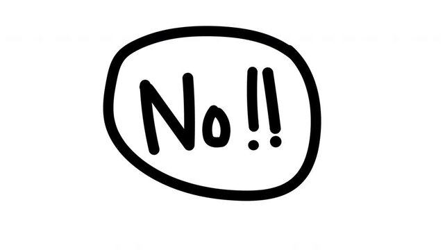 NO !  comic expression text in hand draw doodle style 4k in white background