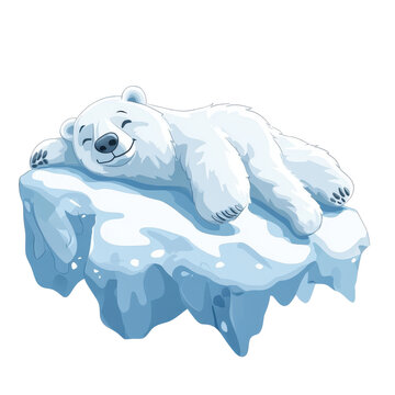 Cute Sleeping Polar Bear on Ice Floe Transparent PNG