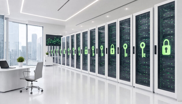 Enterprise Data Center Racks with Quantum Encrypted Keys and Padlocks