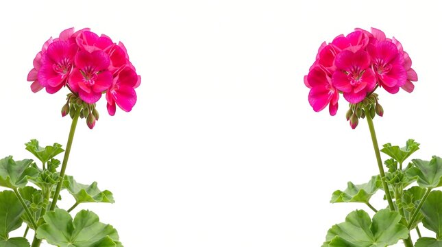 geranium flower stalks on a solid white background