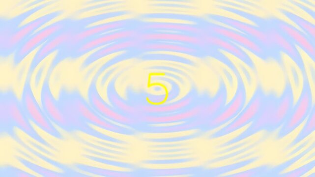 Abstract pastel ripple pattern with number five in center
