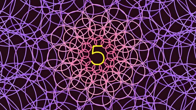 Abstract geometric pattern with number five in vibrant colors
