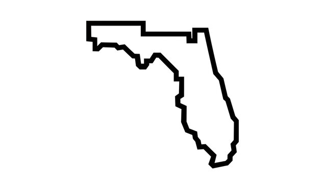 Isolated simple, bold, and modern outline map of Florida state, USA, graphic design element