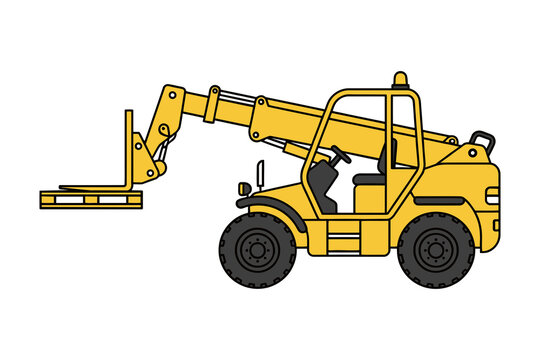 Telehandler Telescopic Handler Forklift Crane Vector Illustration