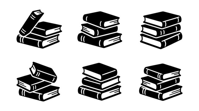 Black Book Stack Icon Set