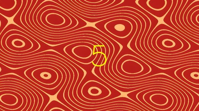 Abstract red and yellow concentric pattern with number five