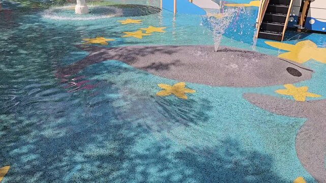 A video showing water being filled at a children&rsquo;s water playground operating during the summer season